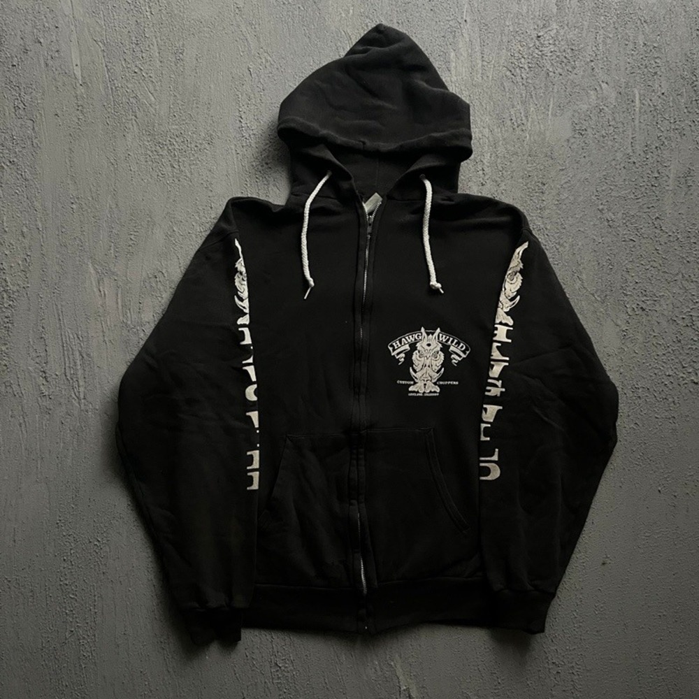 Vintage Hawg Wild Custom Choppers Zip Up Hoodie XL Black 1990s Biker